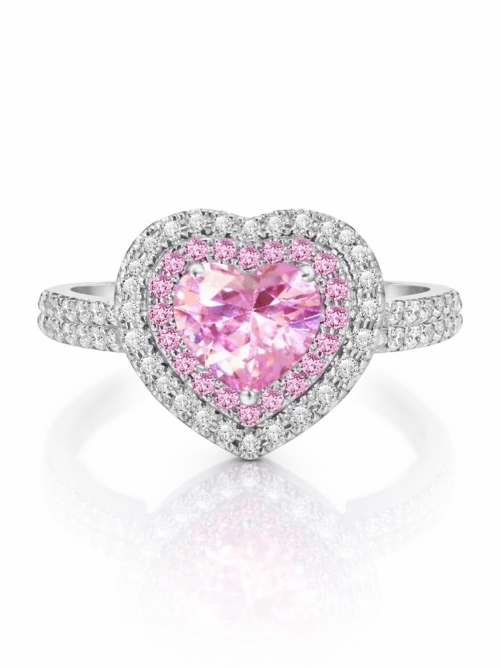925 Silver Pink Heart Ring